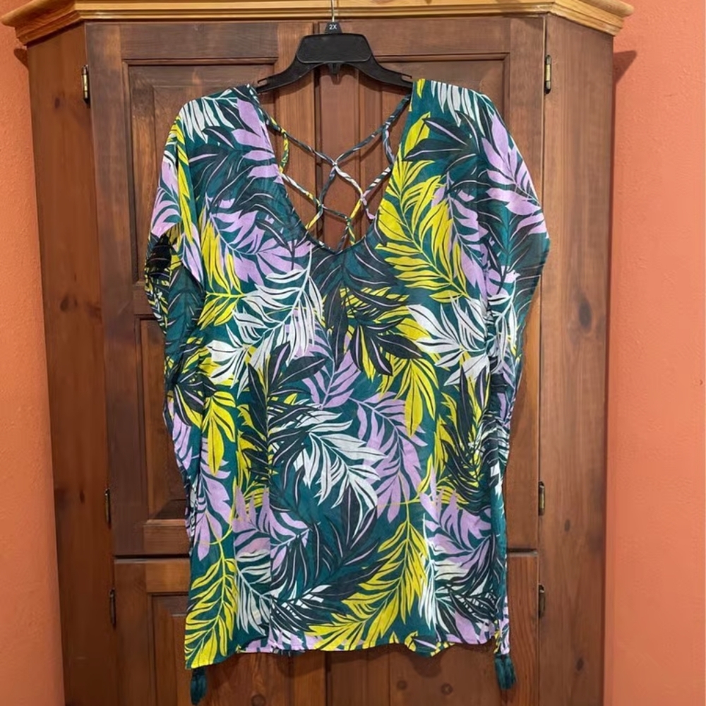 Tropical Leaf Print Women's Top